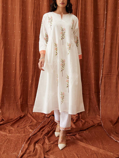 Off White Cotton Kurta Set