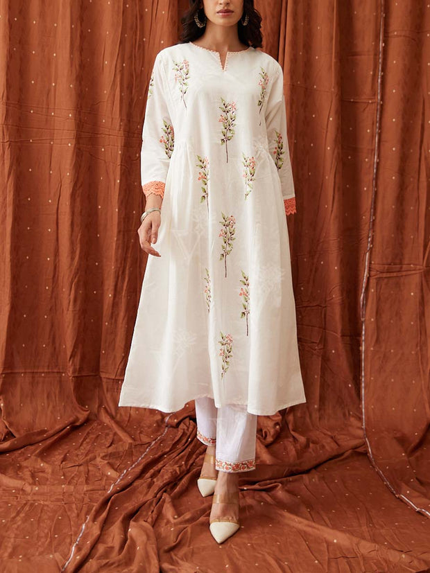 Off White Cotton Kurta Set