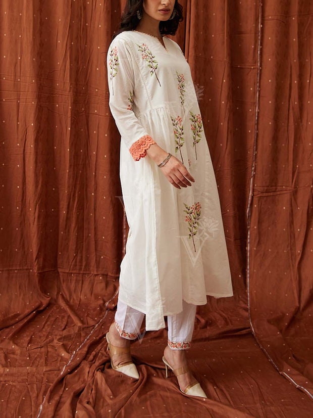 Off White Cotton Kurta Set