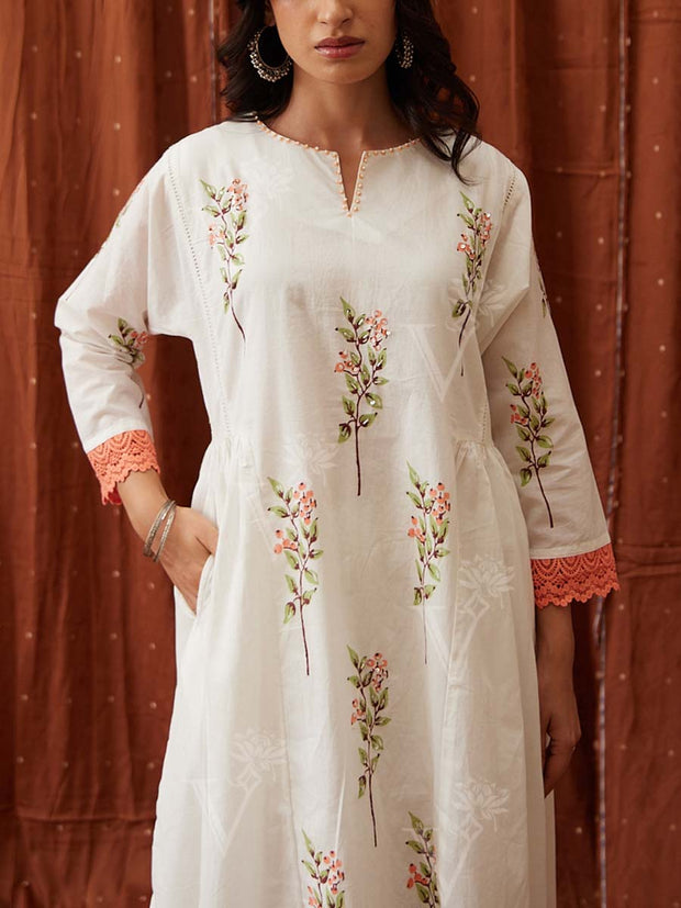 Off White Cotton Kurta Set