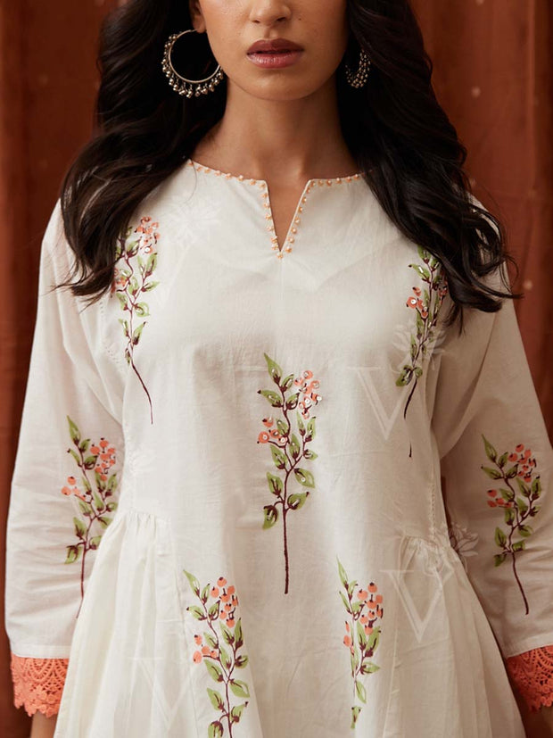 Off White Cotton Kurta Set