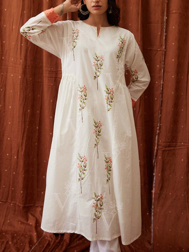 Off White Cotton Kurta Set