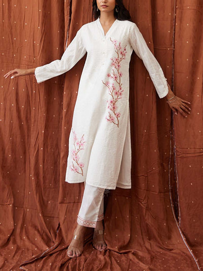 Off White Cotton Kurta Set