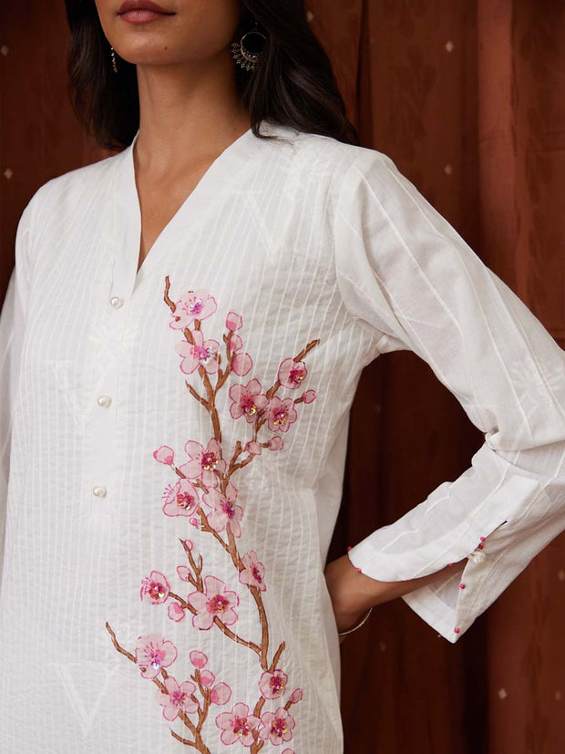 Off White Cotton Kurta Set