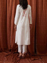 Off White Cotton Kurta Set