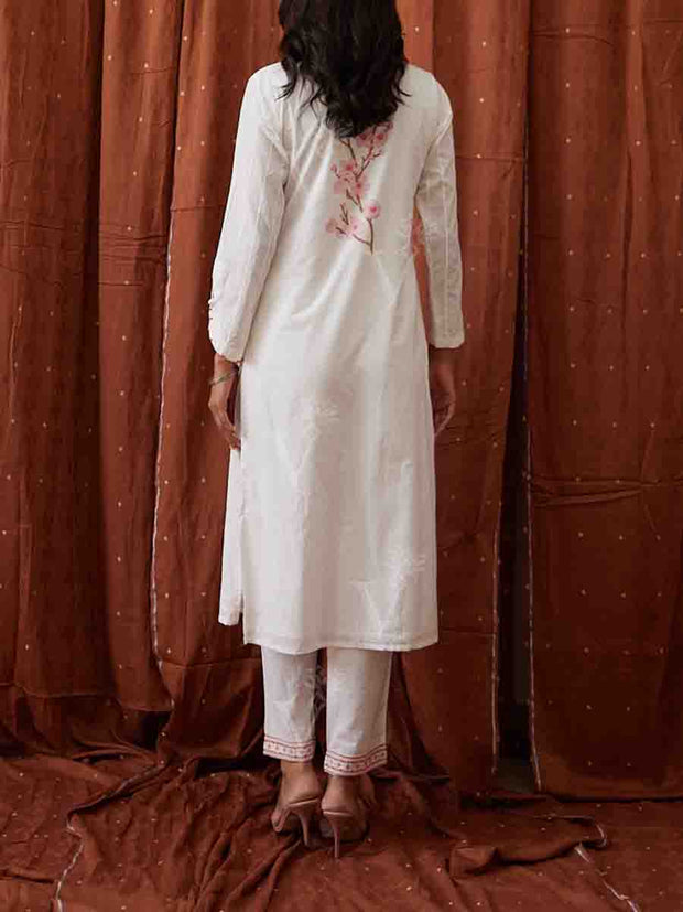 Off White Cotton Kurta Set