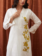 Off White Cotton Kurta Set