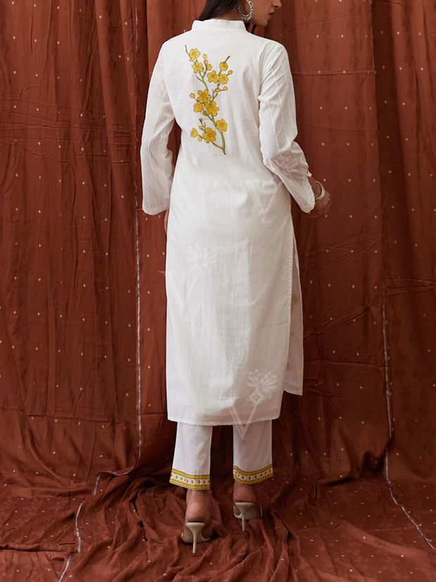 Off White Cotton Kurta Set
