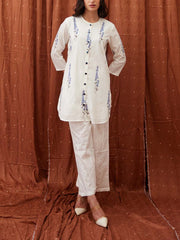 Off White Cotton Kurta Set