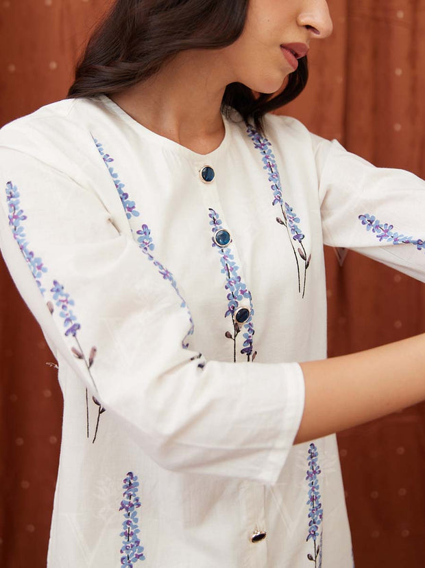 Off White Cotton Kurta Set
