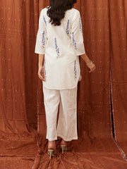 Off White Cotton Kurta Set