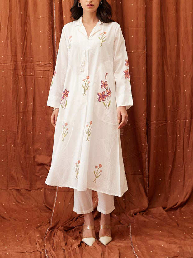 Off White Cotton Kurta Set