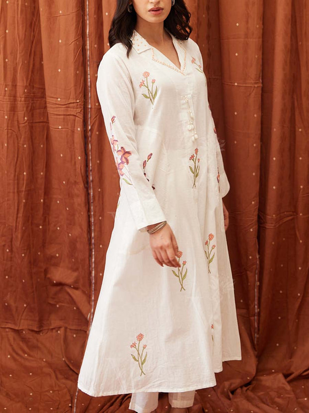 Off White Cotton Kurta Set