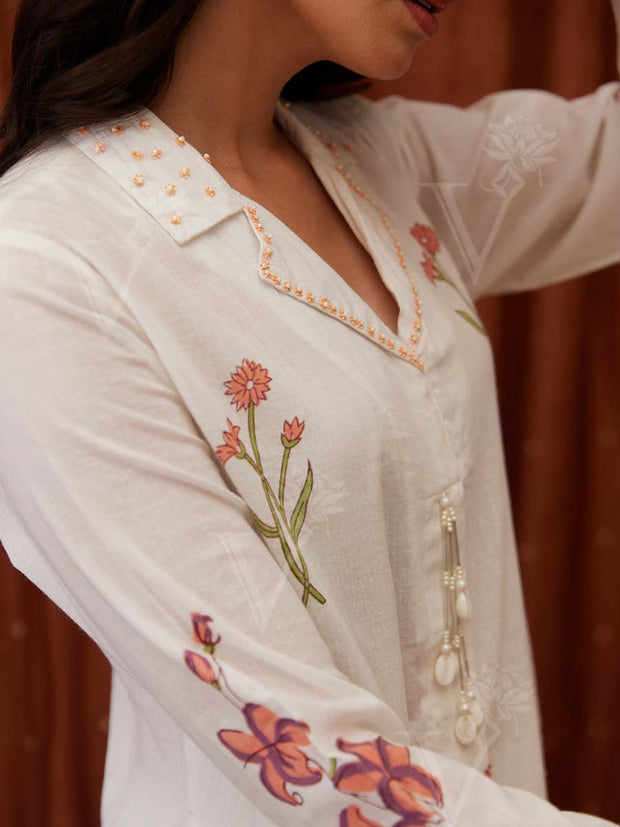 Off White Cotton Kurta Set