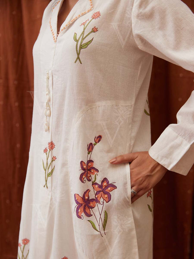 Off White Cotton Kurta Set