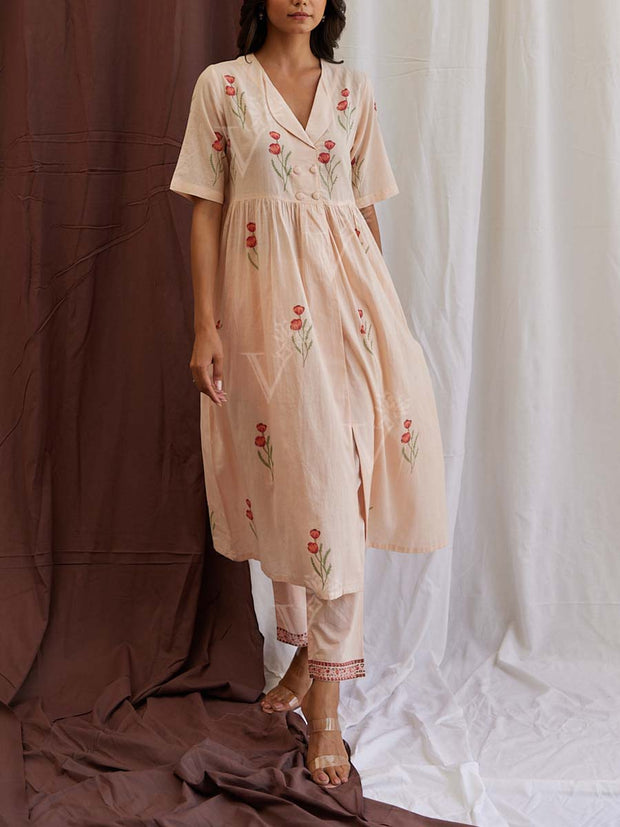 Beige Cotton Kurta Set