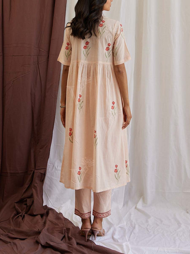 Beige Cotton Kurta Set