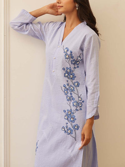 Blue Cotton Kurta Set