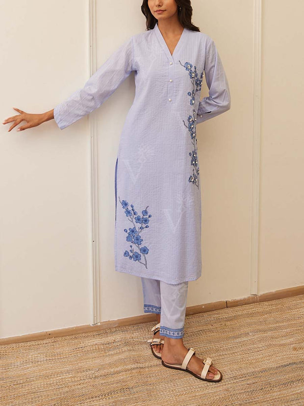 Blue Cotton Kurta Set