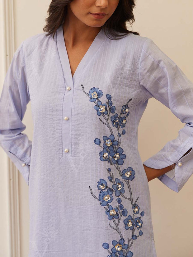 Blue Cotton Kurta Set