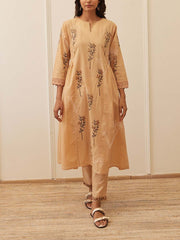 Beige Cotton Kurta Set