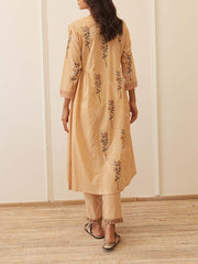 Beige Cotton Kurta Set