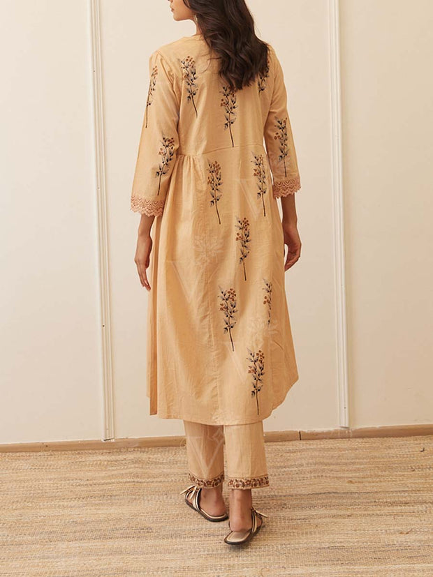 Beige Cotton Kurta Set