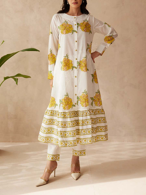Off White Cotton Suit Set