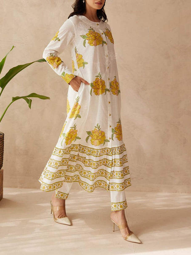 Off White Cotton Suit Set