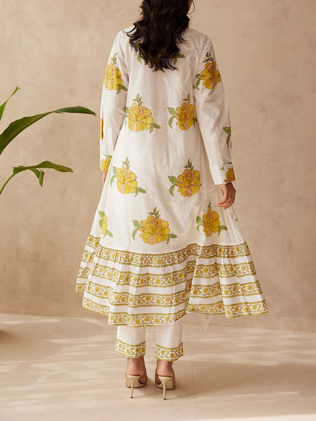 Off White Cotton Suit Set
