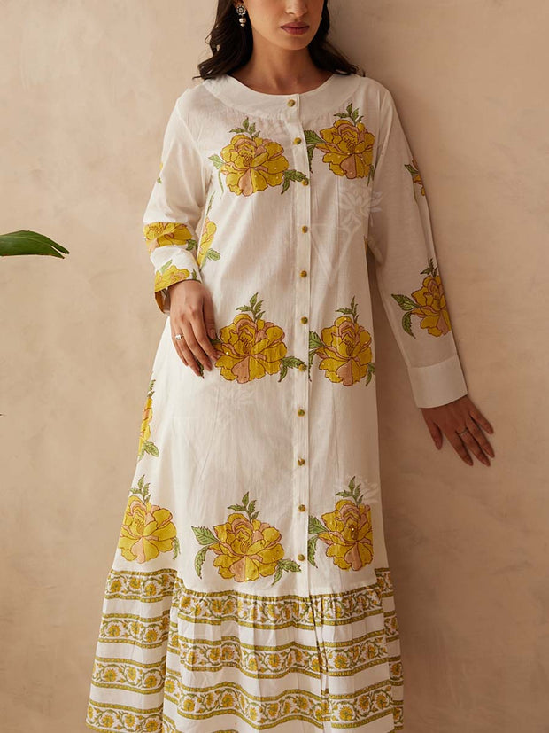 Off White Cotton Suit Set