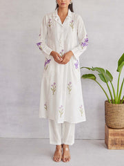 Off White Cotton Kurta Set