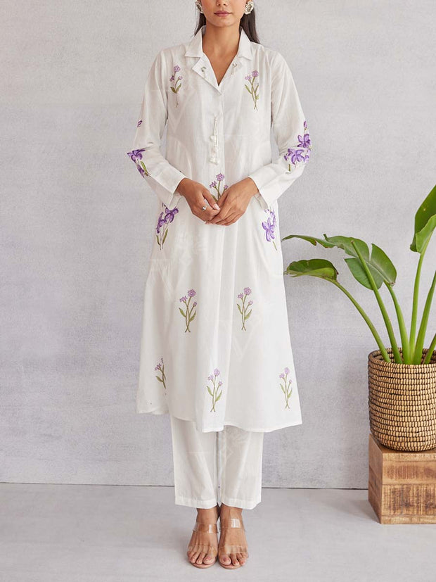 Off White Cotton Kurta Set