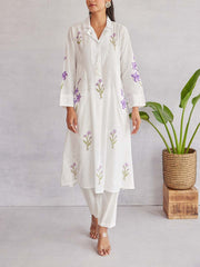 Off White Cotton Kurta Set