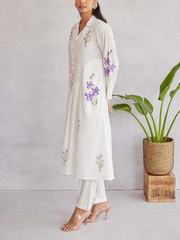 Off White Cotton Kurta Set