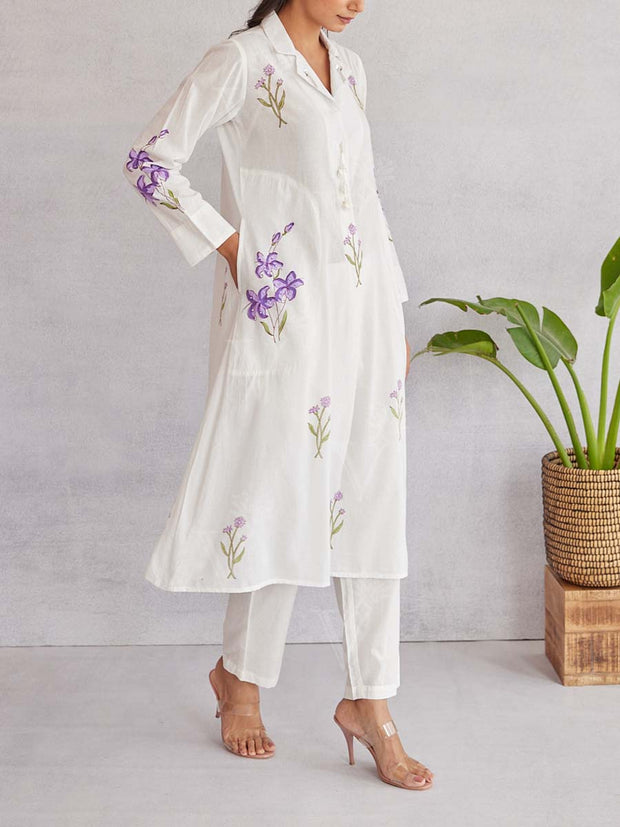 Off White Cotton Kurta Set