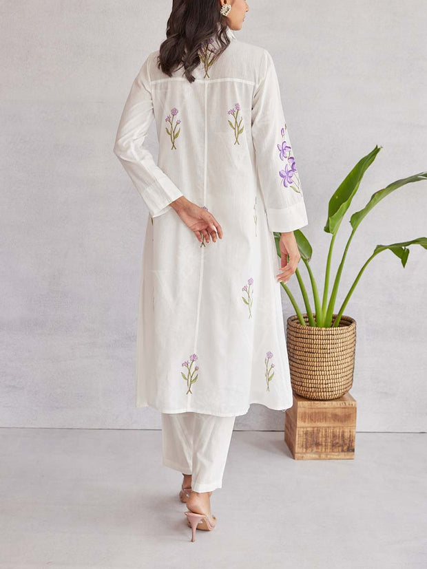 Off White Cotton Kurta Set