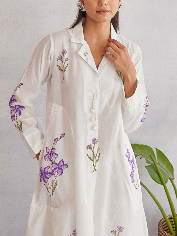 Off White Cotton Kurta Set