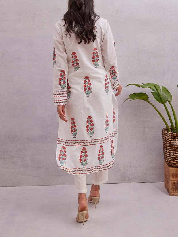 Off White Cotton Kurta Set