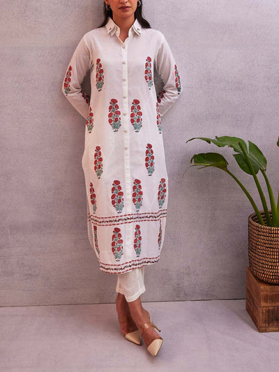 Off White Cotton Kurta Set