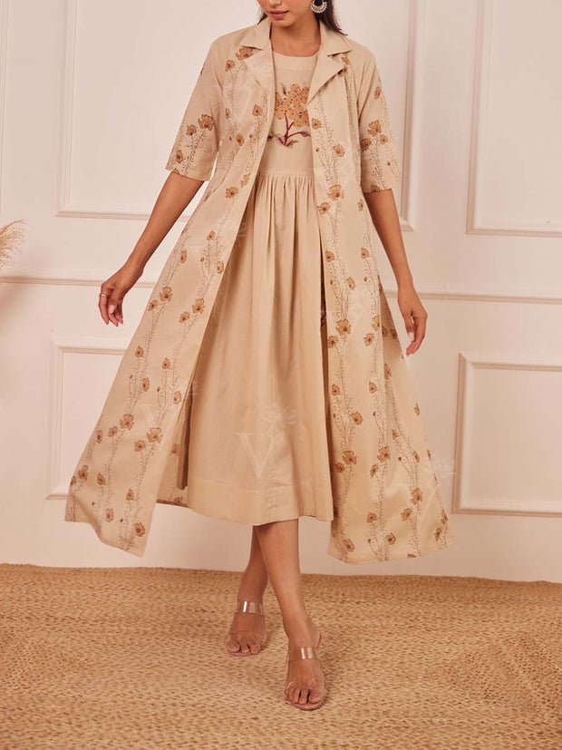 Beige Cotton Kurta Set