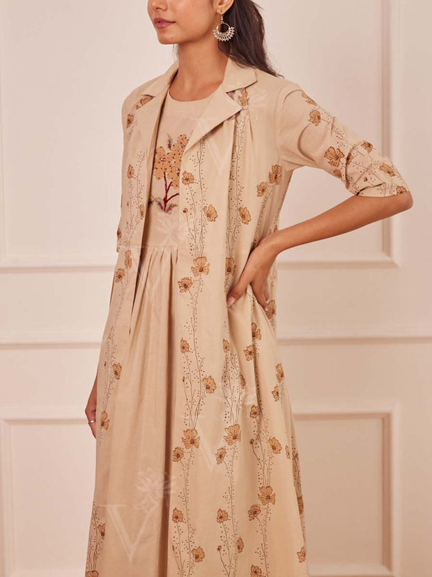 Beige Cotton Kurta Set