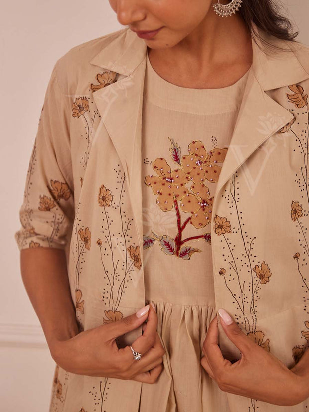 Beige Cotton Kurta Set