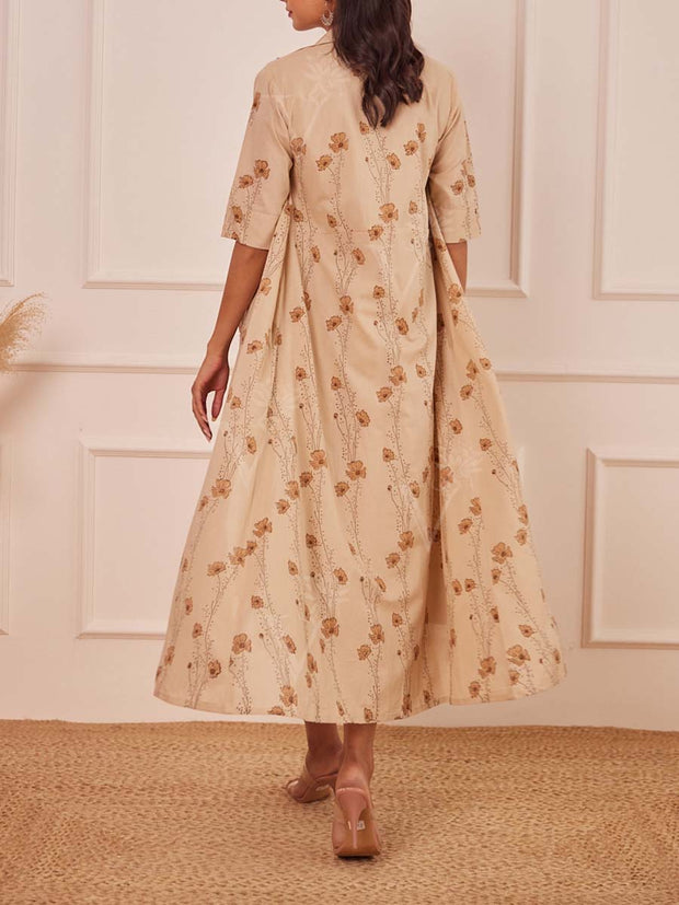 Beige Cotton Kurta Set