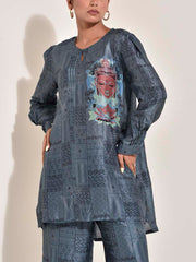 Pewter Grey Vasansi Silk Co-ord Set