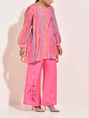 Pink Vasansi Silk Leheriya Co-ord Set