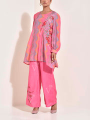 Pink Vasansi Silk Leheriya Co-ord Set