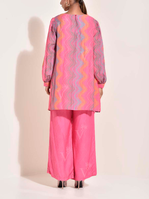 Pink Vasansi Silk Leheriya Co-ord Set