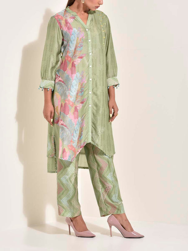 Sage Green Vasansi Silk Co-ord Set