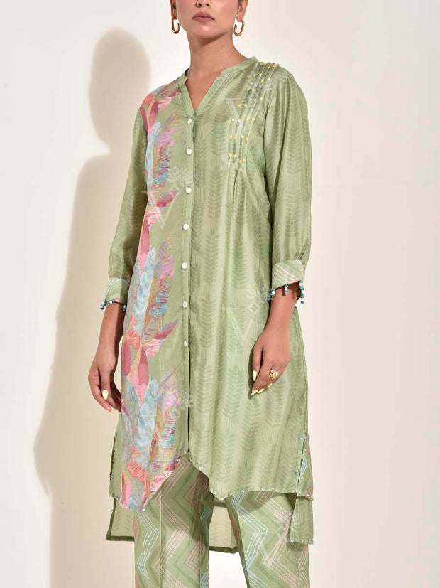 Sage Green Vasansi Silk Co-ord Set